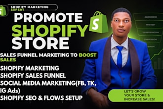 promote shopify store, shopify marketing, sales funnel marketing to boost sales