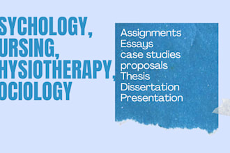 write on physiotherapy, psychology, mental health  and nursing
