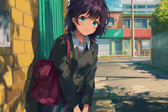 create an anime character illustration for commercial use