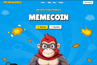 design meme coin landing page, crypto website, meme coin website, token website