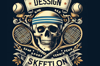 design vintage t shirt skeleton sport tennis logo