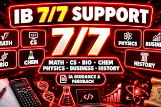 help math, computer science, bio, business, history, physics, chemistry ia