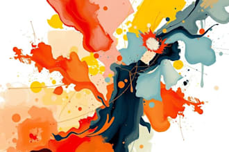 create unique printable digital oil paint abstract wall art design