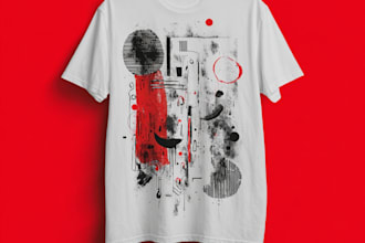 do custom t shirt design in cartoon style for band merchandise or clothing brand