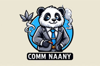make a high quality smoking panda mascot logo for you with new concept