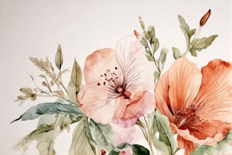 do a botanical watercolor illustration, floral drawing