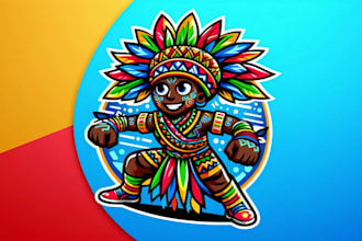 design colorful african dance mascot logo with satisfaction guaranteed
