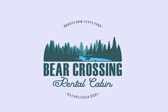 design motivation bear crossing cabin logo