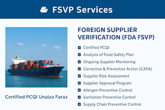 develop foreign supplier verification program  for your product