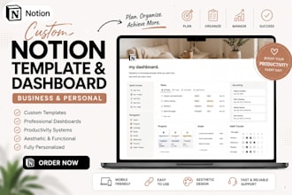 do notion template, notion dashboard workspace, plan for business and personal