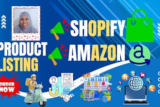 do product listing, data entry with images and descriptions on shopify or amazon