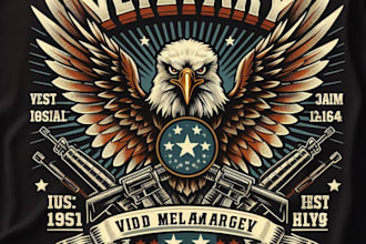 design high quality vintage eagle veteran logo with t shirt design