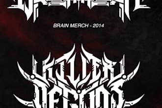 custom death metal, metalcore, deathcore logo with texture and chrome effect