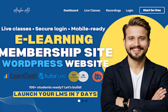 create e learning membership wordpress website learndash lms buddyboss expert