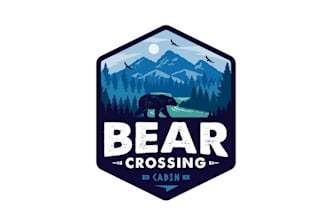 design perfect bear crossing cabin logo