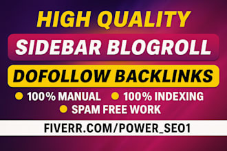 build high da sidebar blogroll SEO dofollow backlinks for link building