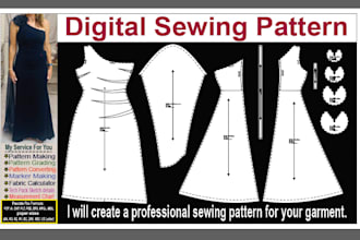 make professional digital sewing pattern with grading for garments in PDF dxf