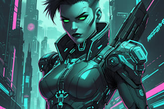 sketch of your character, sci fi fantasy, cyberpunk