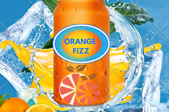 design an eye catching product ad poster or soda can label