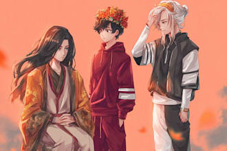 draw custom anime characters for you