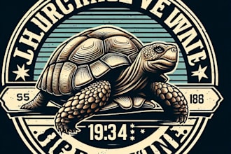 design high quality tortoise vintage logo with t shirt design