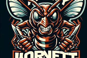 design high quality angry hornet vintage logo with t shirt design