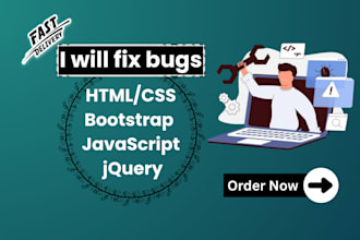 fix HTML, CSS, javascript, and jquery bugs or errors in your website
