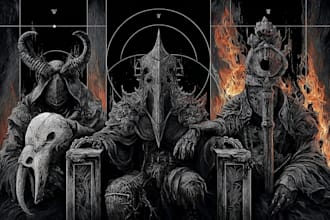 draw metal cover album and heavy metal illustration dark art