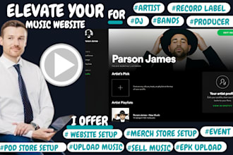 design or redesign professional artist website for dj, bands, record label