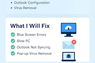 fix windows errors, setup outlook and speed up your PC with remote tech help