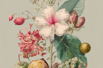 draw fineline botanical delicate flowers