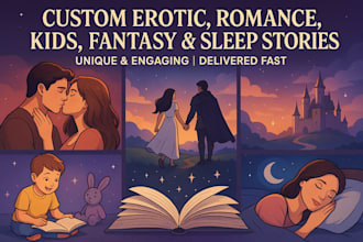 write custom erotic, romance, kids, fantasy, and soothing sleep stories or book
