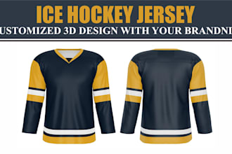 stunning ice hockey jersey 2d, 3d mockup with your branding