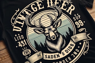design high quality deer logo with t shirt design