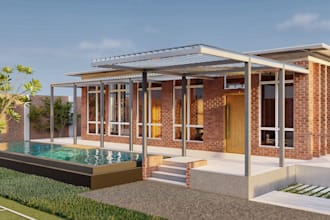 do exterior and landscape design with plan and 3d renders