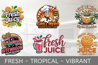 design smoothie, juice bar, food truck, restaurant, and fruit logo
