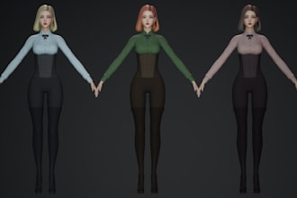 functional 3davatar for web,custom fashion quinn,ue5 game creature,npc character