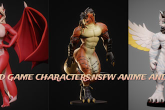 do 3d characters,robots and animals for game art,cartoon animation,nsfw protogen