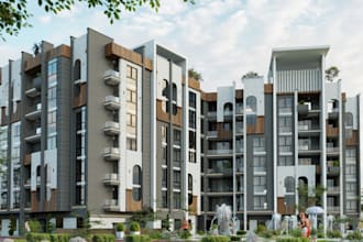 rehabilitate building exterior, residential complex remodel, architect rendering