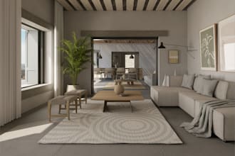 design 3d beach house with modern coastal interior and exterior rendering