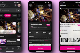 build event listing app, ticketing app, event booking app, livestreaming app