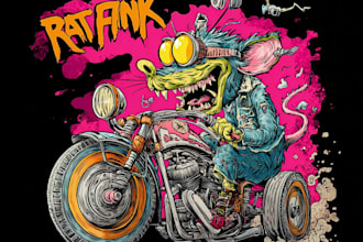 draw monster in rat fink, kustom kulture style
