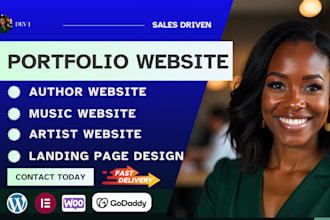 author website, portfolio, personal, artist, music, ebook website, landing page
