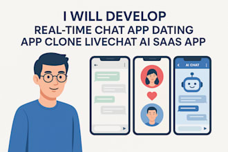 develop real time chat app, dating app, clone livechat, ai saas app, ai chatbot