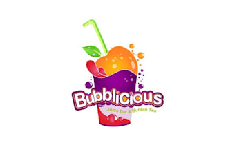 design colorful bubble tea juice bar logo