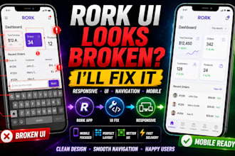 fix rork app UI, responsive layout, navigation and mobile design issues
