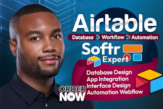 setup airtable database, airtable automation, integrate softr webapp, workflow