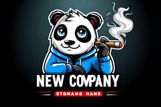 make an amazing panda smoking mascot logo design in one day