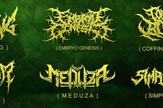 design death metal logo with texture and chrome effect