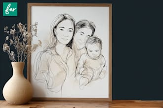 make scribble art, abstract line portrait